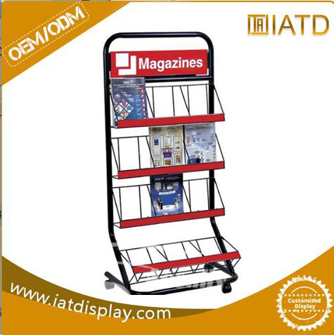 Floor Standing Aluminium Profile Magazine Rack Stand Newspaper Stand Display