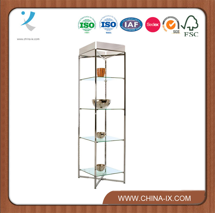 Glass and Metal Tower Display Shelf
