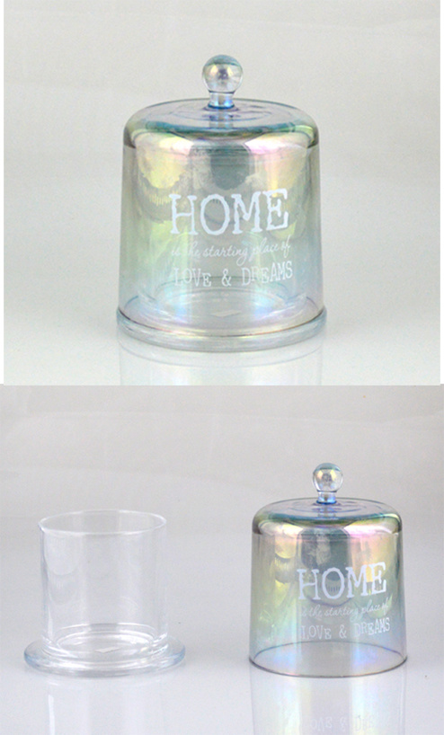 Colorful Glass Candle Holder with a Lid