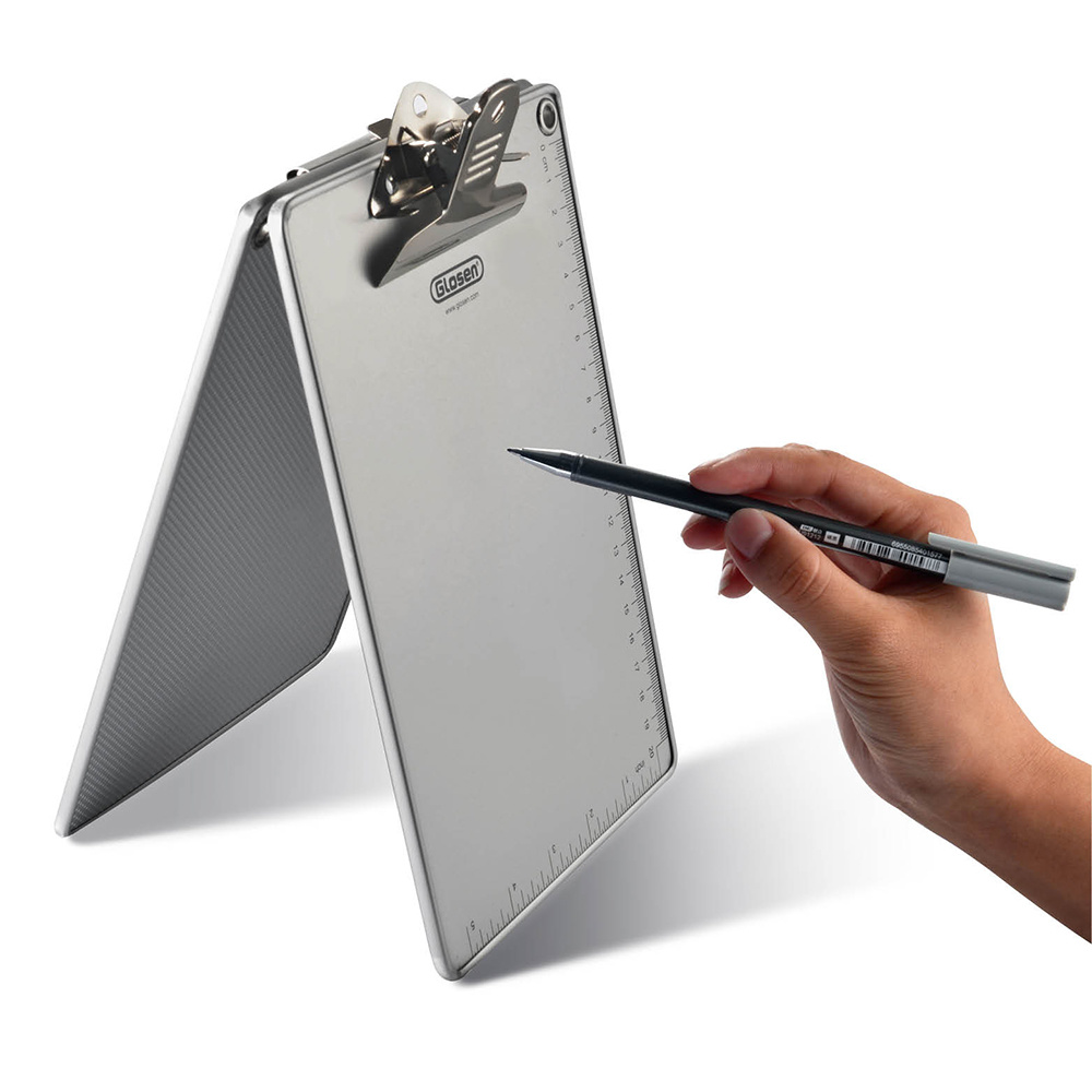 A5 Aluminum Clipboard with Rulings Silver Color