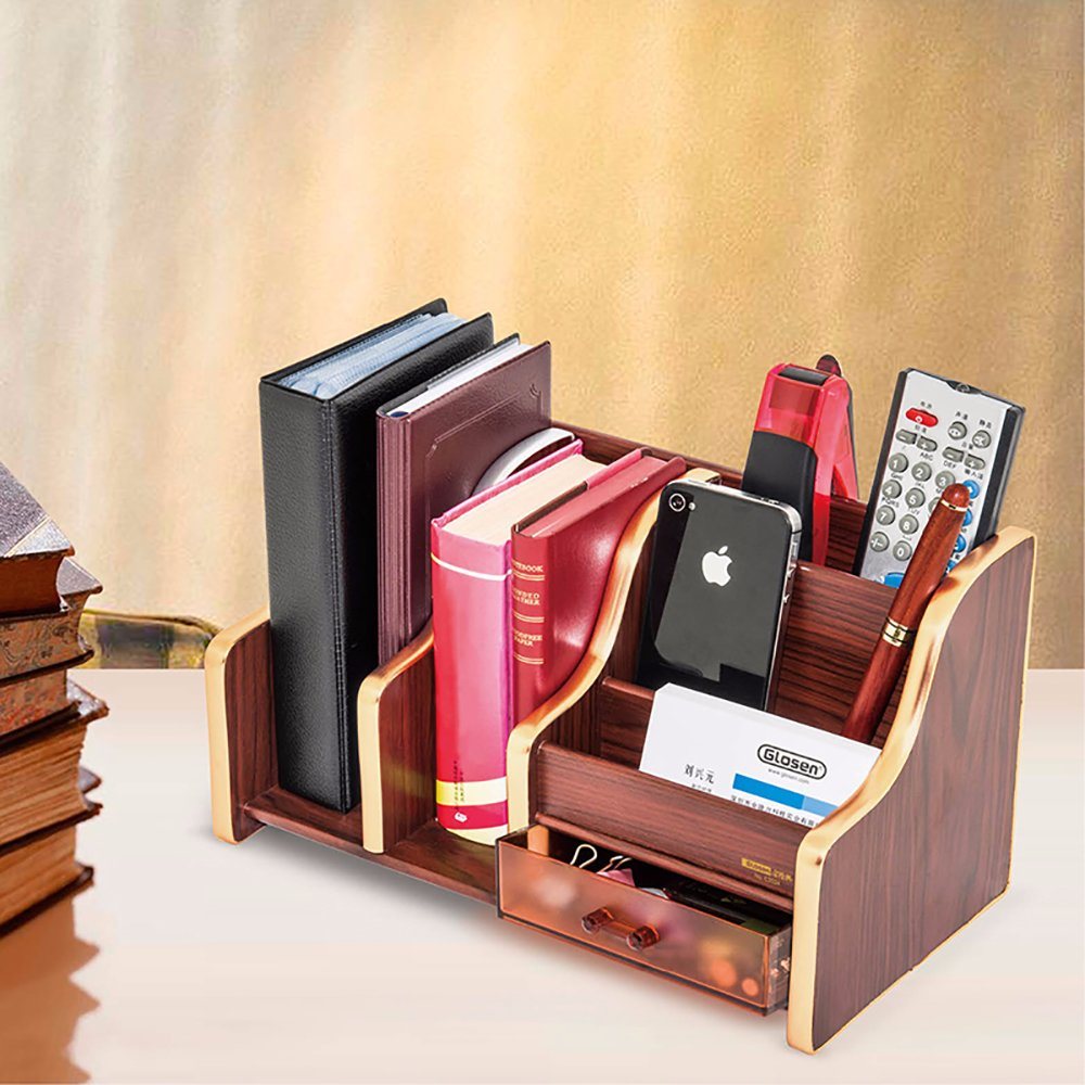 Desktop Wooden File Tray and Stationery Storage Holder