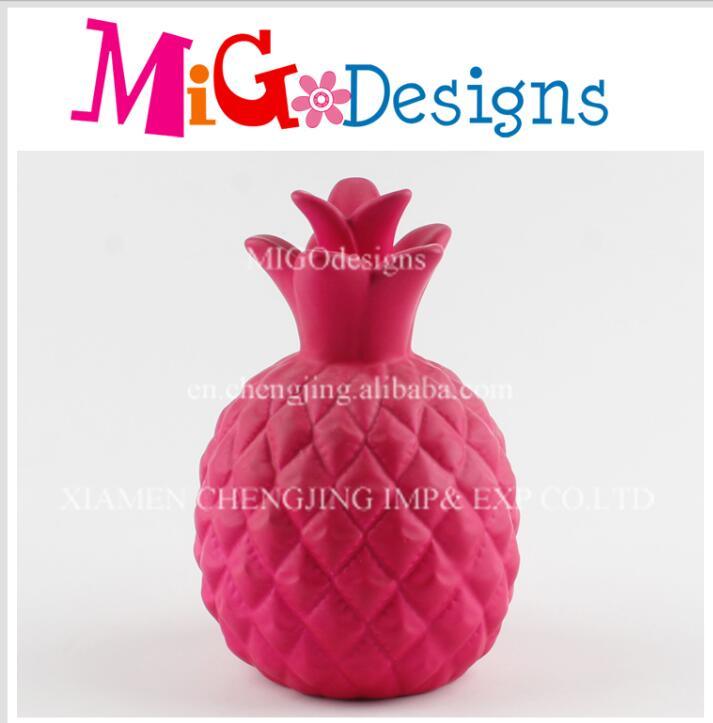 Red Ceramic Decoration Pineapple Shaped Money Bank