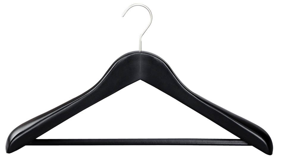 Black Wooden Coat Hanger in 4.5cm Thickness