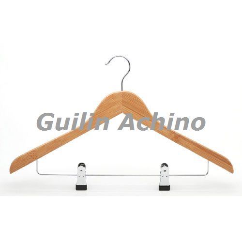 Natural Bamboo Suit Hanger with Clips (BCH121)