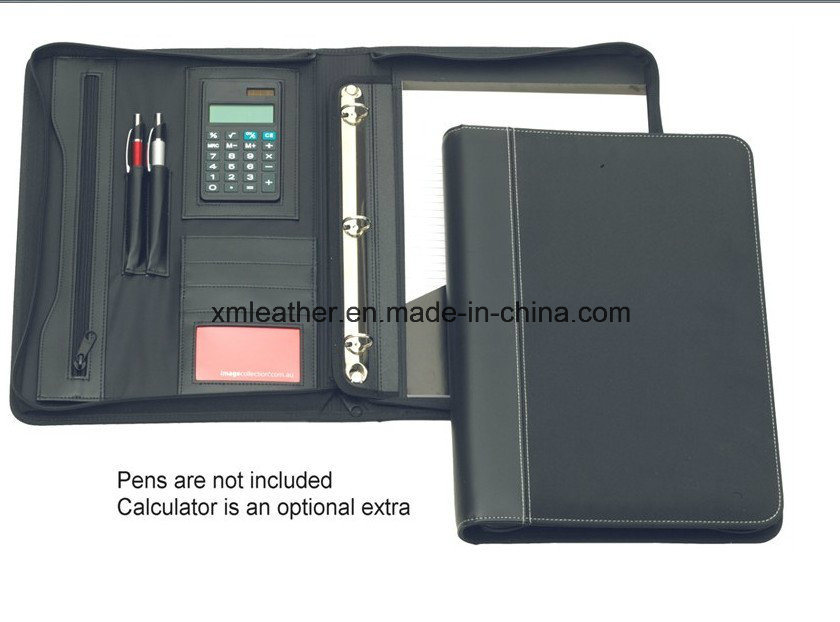 Custom Letter Size Business Leather Padfolio with Ring Binder