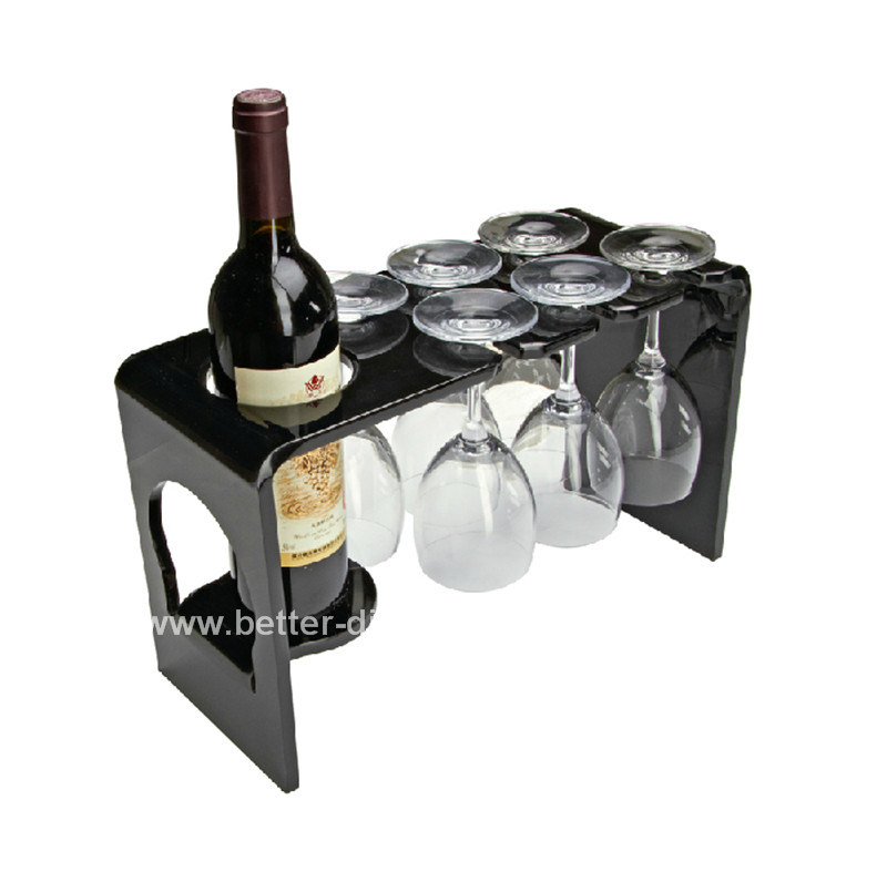 Tabletop Acrylic Wine Display Shelf with Glasses Btr-D2129