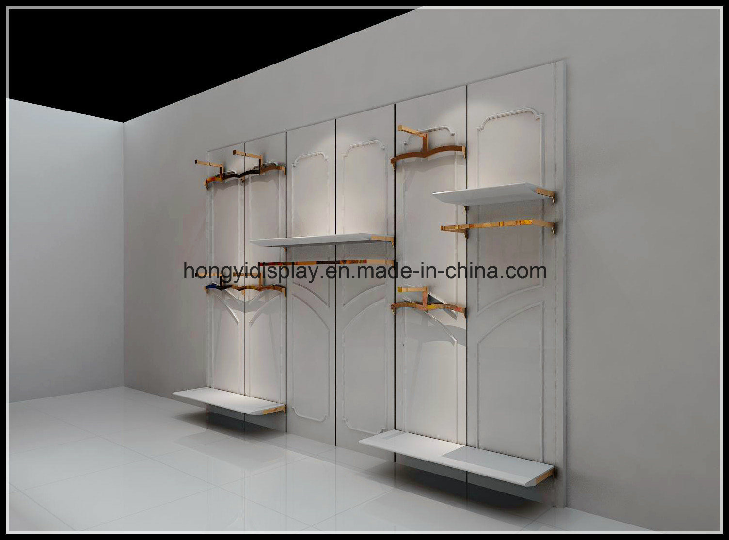 Wall Panel with Metal Hanger Rack, Slatwall, Wall Shelf