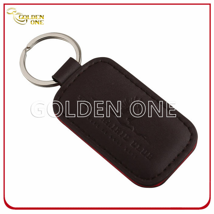 Custom Style Hot Stamped Brown PU Leather Key Tag