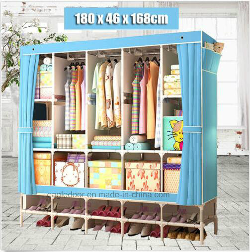 Modern Simple Wardrobe Household Fabric Folding Cloth Ward Storage Assembly King Size Reinforcement Combination Simple Wardrobe (FW-56B)