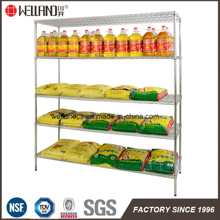 Grain and Oil Food Store Shop Display Chrome Wire Shelf Shelving Rack