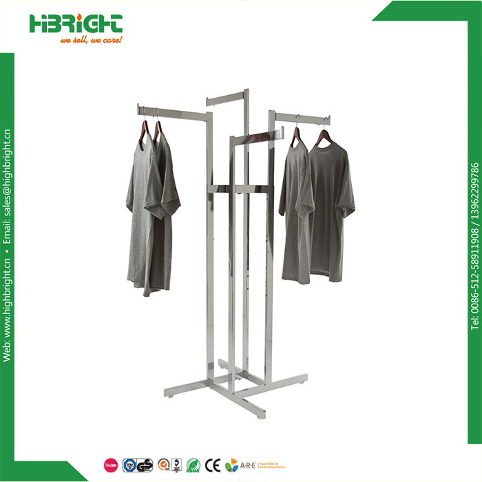 Commercial Stainless Steel 4 Arms Display Rack Clothing Garment Rack