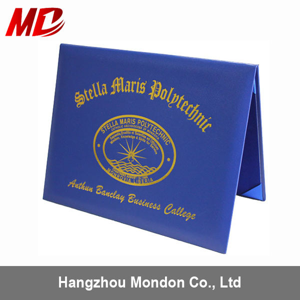 Classic PU Leatherette Certificate Folder with Gold Printing-Book Style