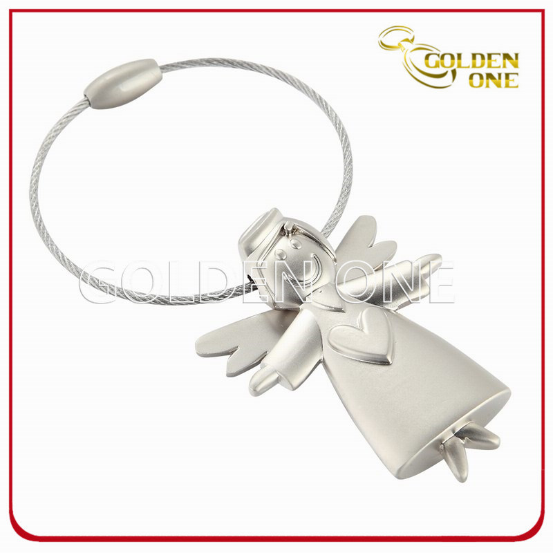 Customized 3D Pretty Angel Shape Metal Keyring