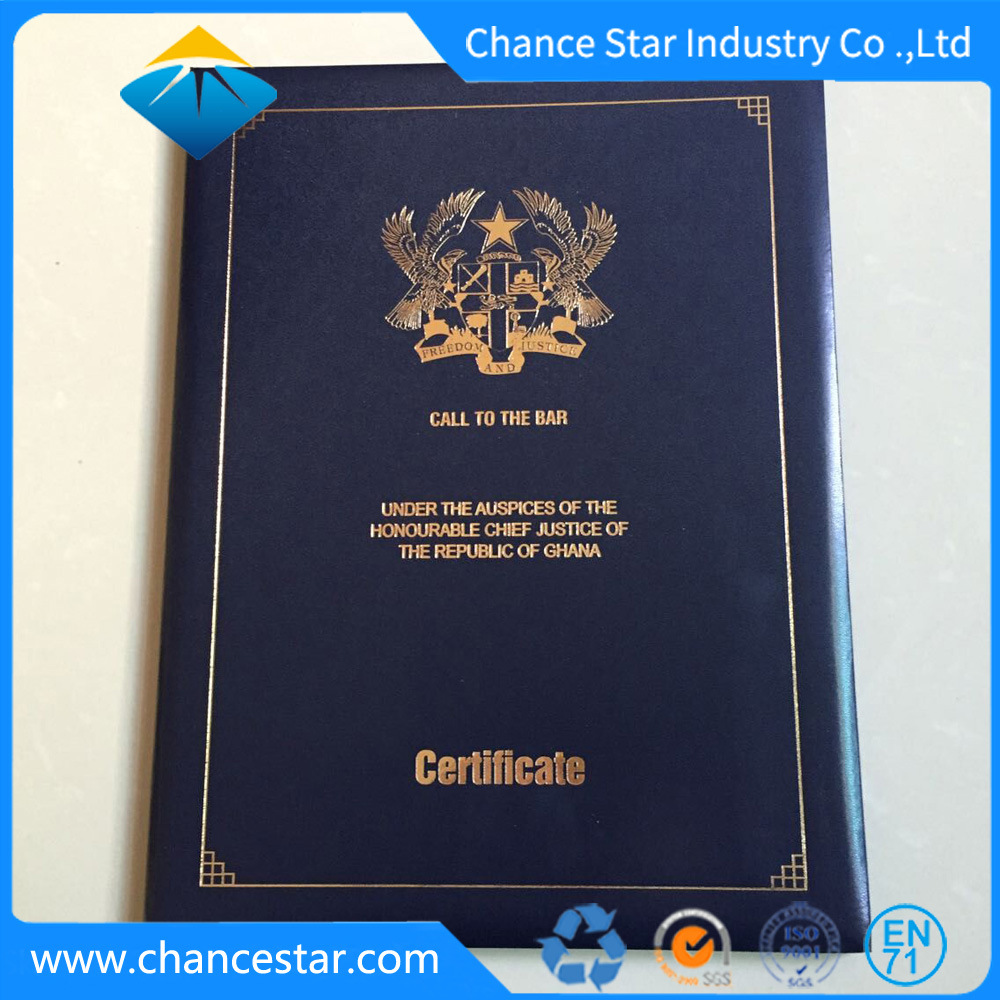 Custom Big Size Foil Stamp Logo Diploma Certificate Folder