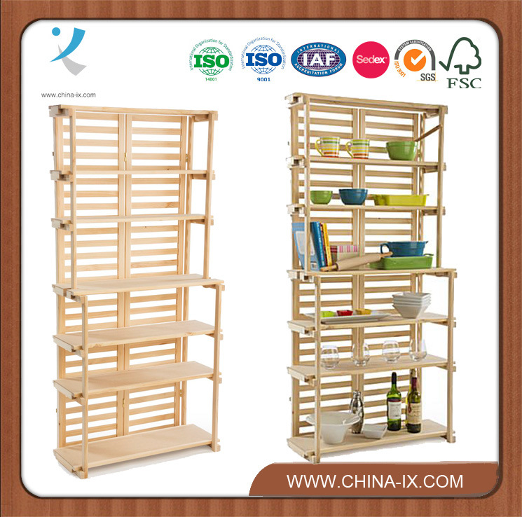 Wooden Baker's Rack Retail Shelving with 6 Shelves