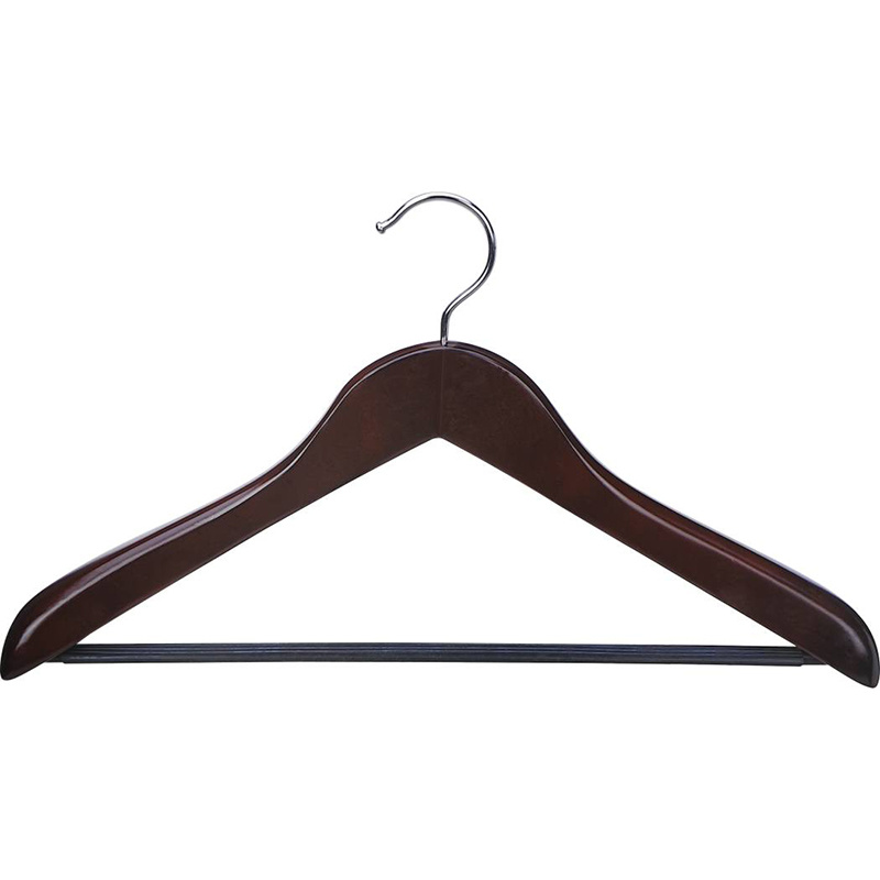 Mahogany Color Wooden Suit Hanger with Non Slip Tube