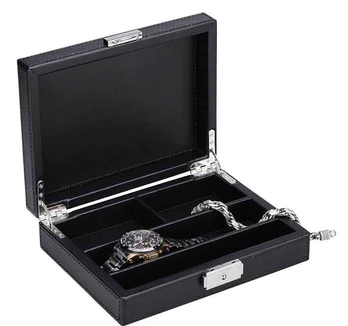 Luxury Hotel Black Leather Jewelry Box Personalized