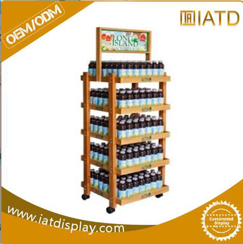 Pop up Wooden Storage Display Supermarket Rack for Drink