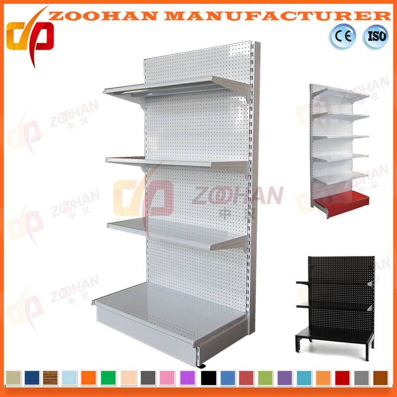 Customized Supermarket Hypermarket Steel Hole Back Wall Display Shelving (Zhs569)