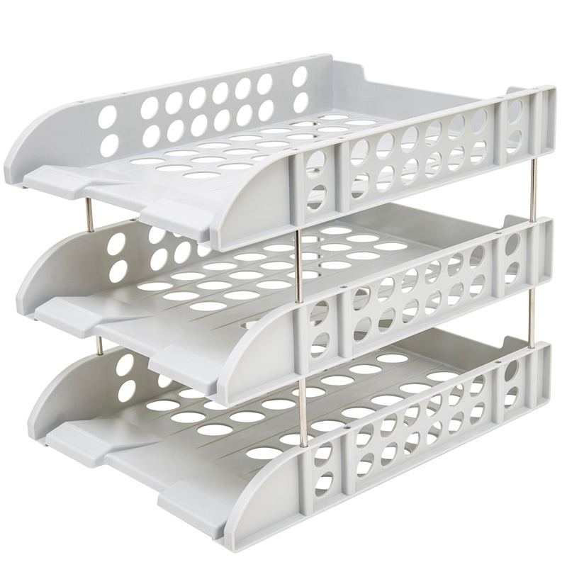 3-Layers Plastic Office Document Tray with Metal Brackets