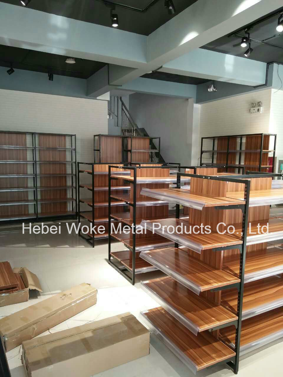 Wooden Steel Material Supermarket Shelf