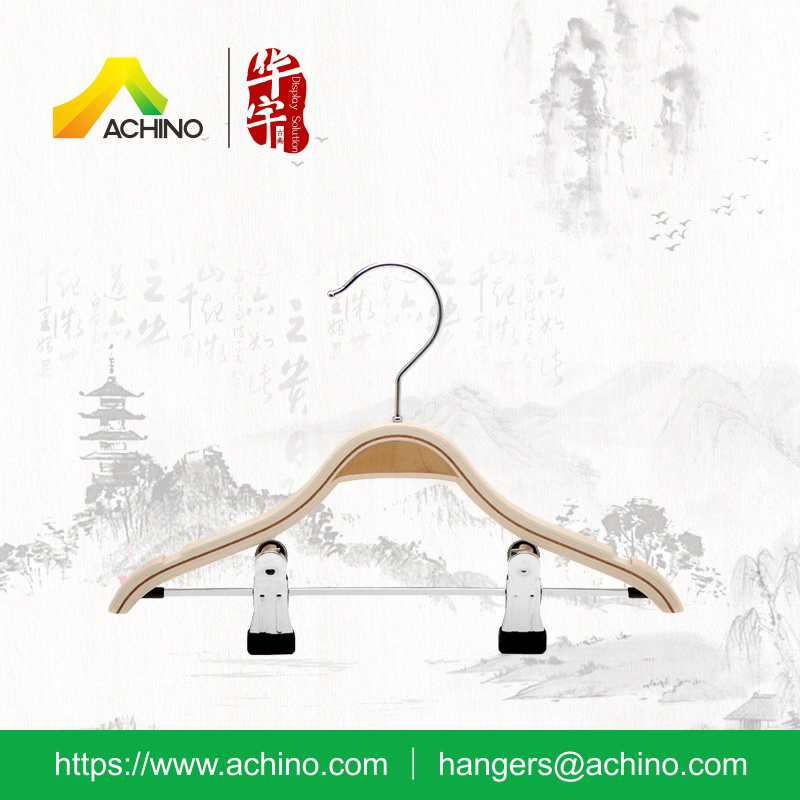 Wooden Laminated Clothes Hangers with Clips (WLH009)