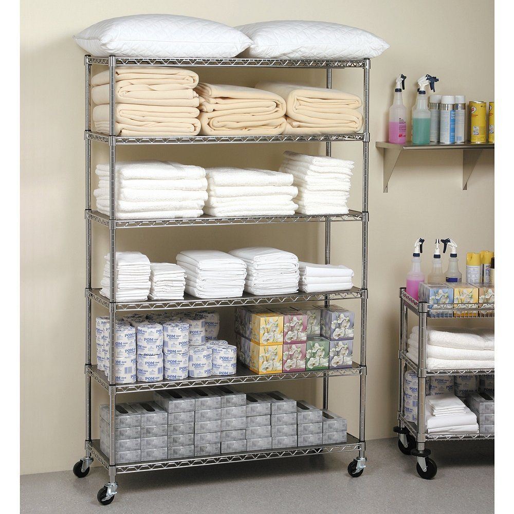 6 Tiers Mobile Metal Storage Shelves