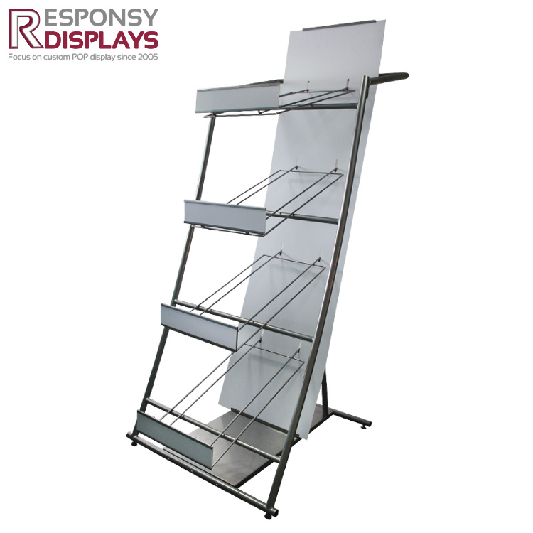 Customized Metal Steel Floor 4 Wheels Display Rack in Retail Store