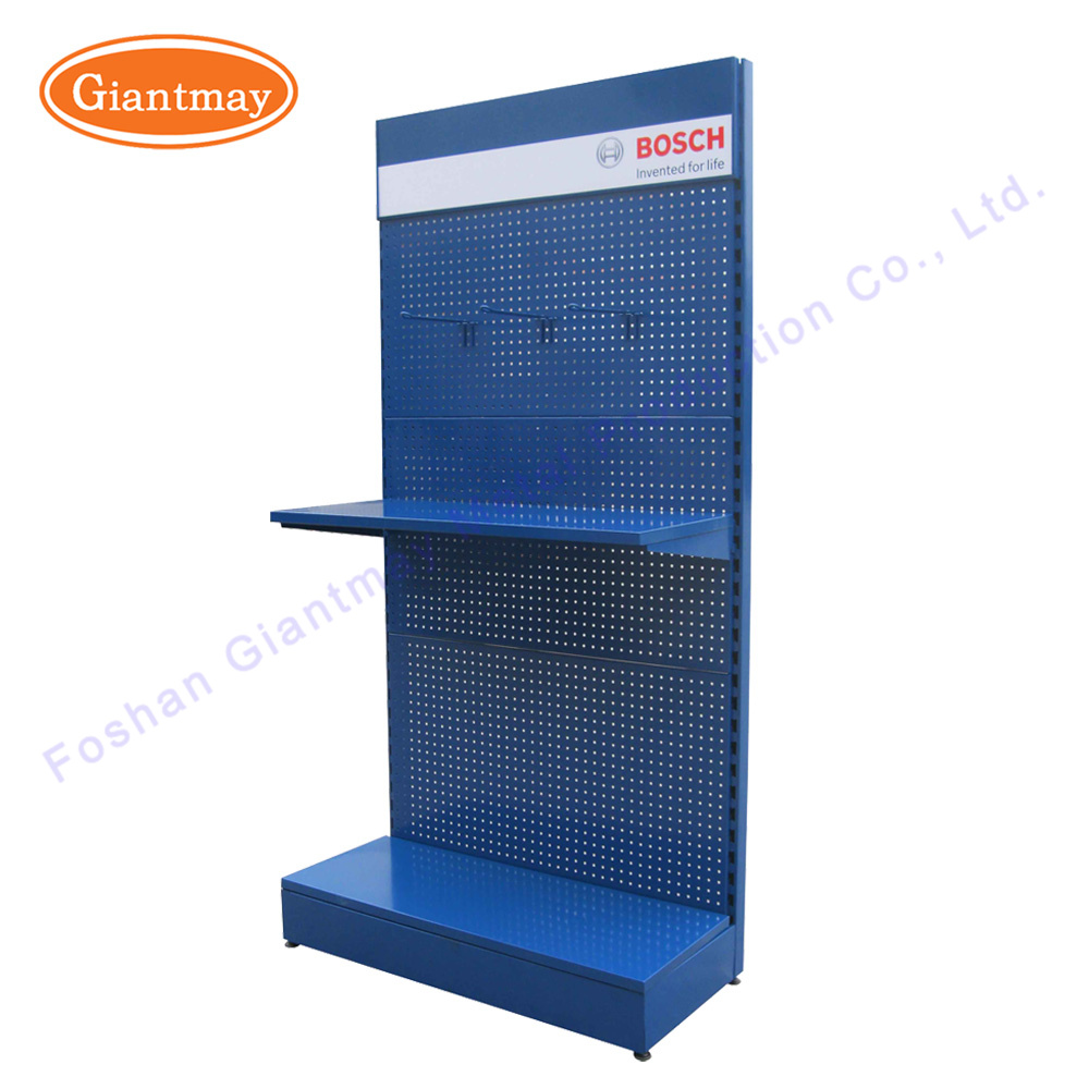 Floor Standing Retail Store Exhibition Metal Display Pegboard Tool Shelf Rack