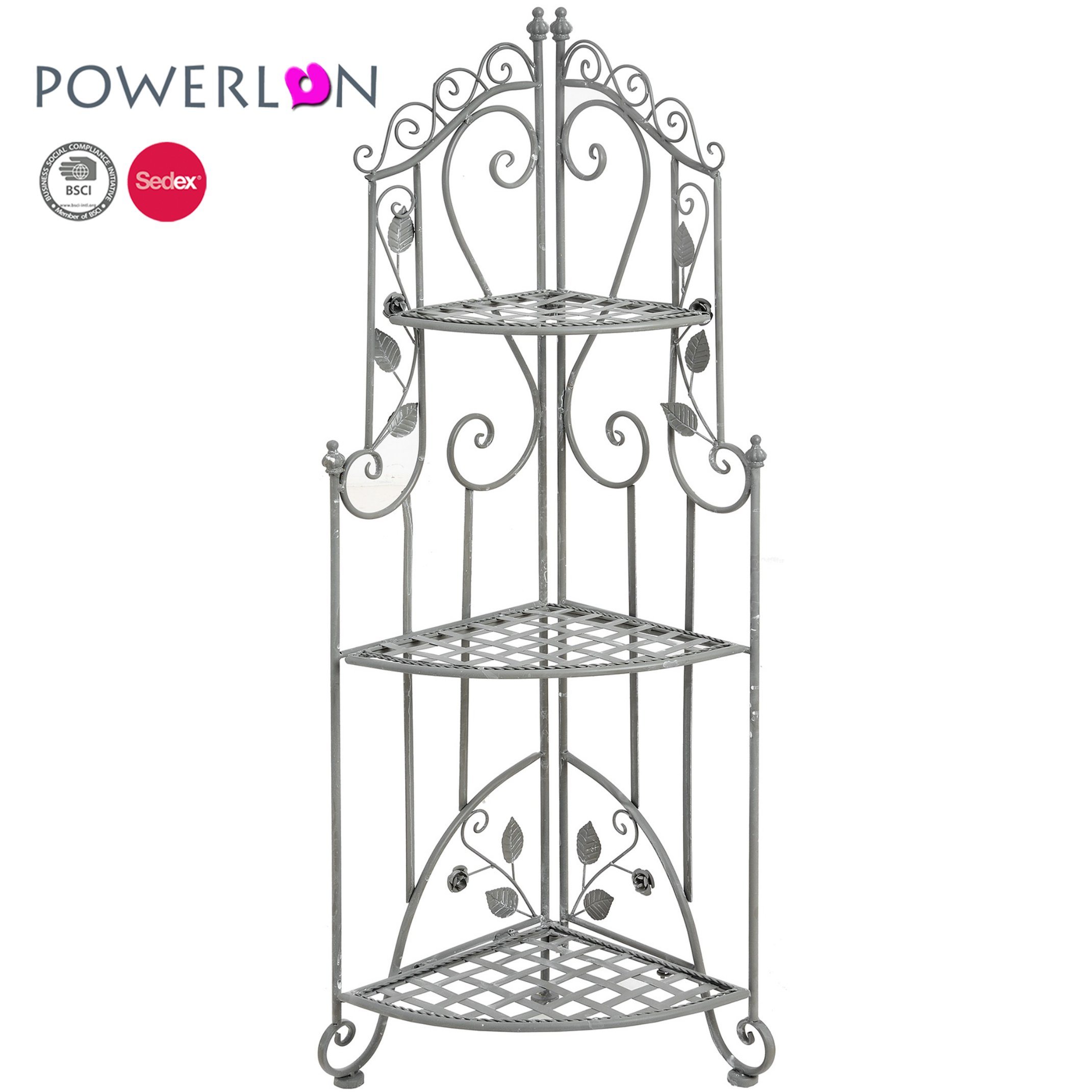 3-Tier Wrought Iron Conner Rack for Garden