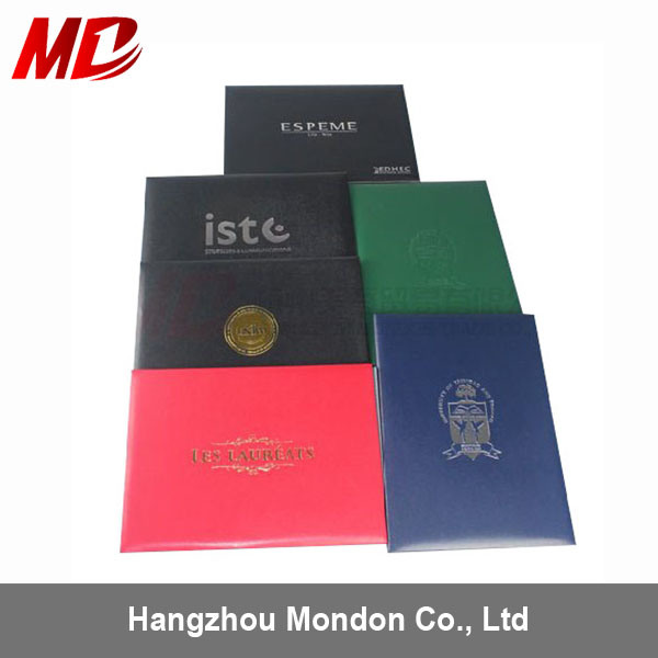 Beautiful Color Smooth Leatherette Rolls Paper Manufactures Custom Certificate Holder/Cover Zip