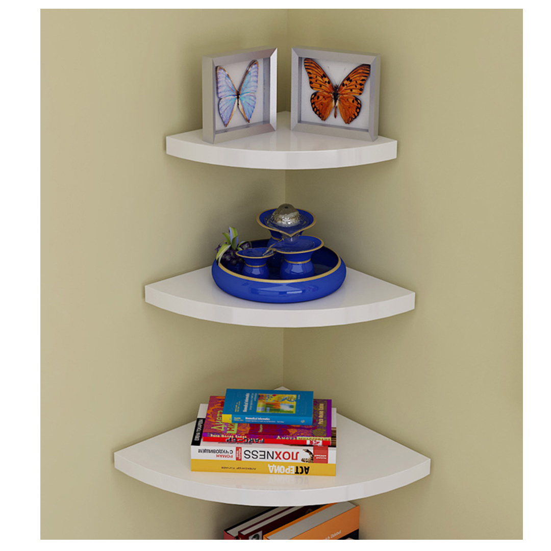 3 Floating Corner Wall Storage Display Shelf Bookshelf