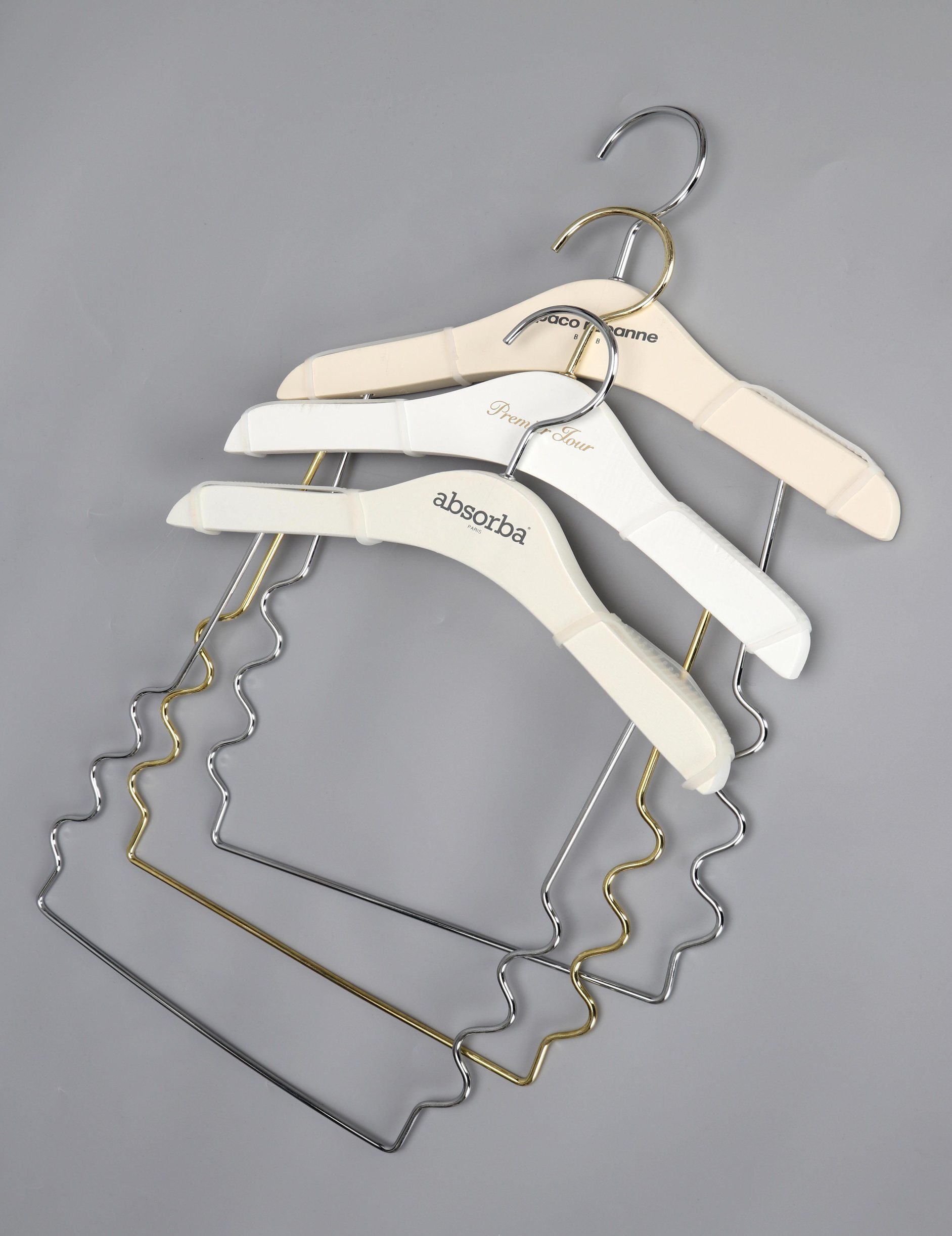 High Quality White Baby Wooden Hanger with Metal Frame for Kids