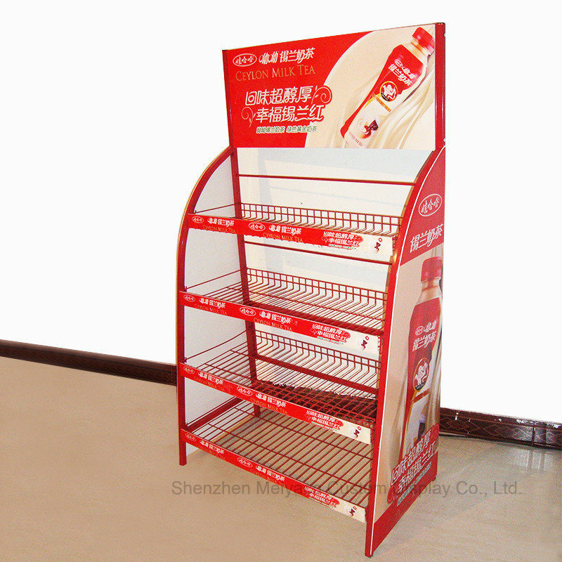 Customized Retail Shop Floor Standing Milk Tea Display Rack