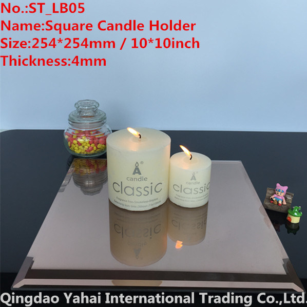 4mm Large Square Dark Brown Glass Mirror Candle Holder