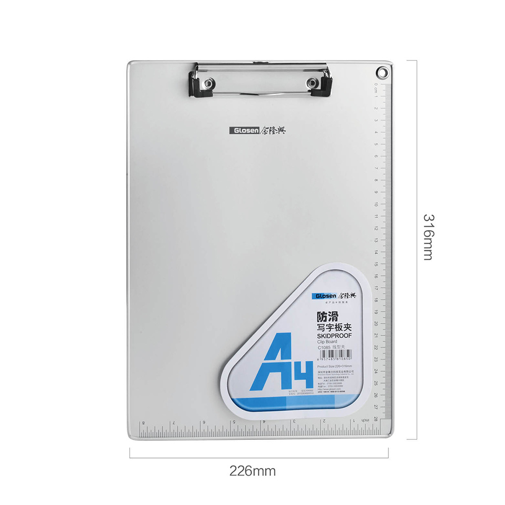 A5 Aluminum Clipboard with Rulings Metal Clip Silver