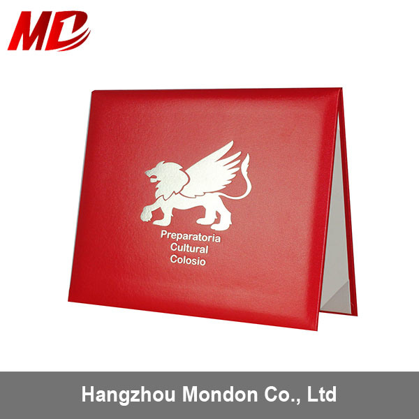 Wholesale Red Smooth Leather Certificate Folders for Graduation