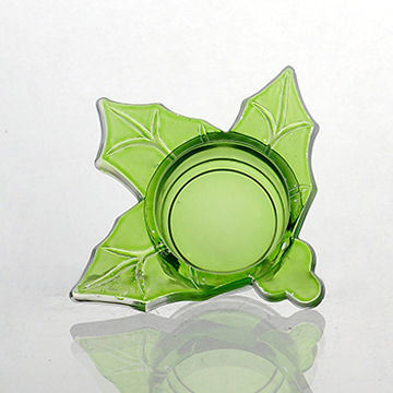 Leaf Shaped Glass Tealight Candle Holder with Spraying Color Finish