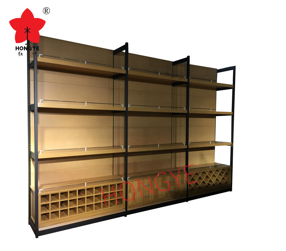 Supermarket Wooden and Steel Luxury Gondola Shelving