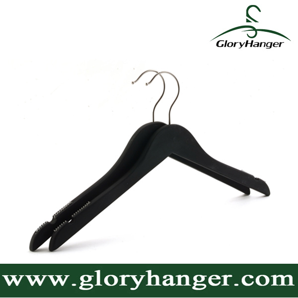 Wholesale Cheap Anti Skid Black Wood Hanger