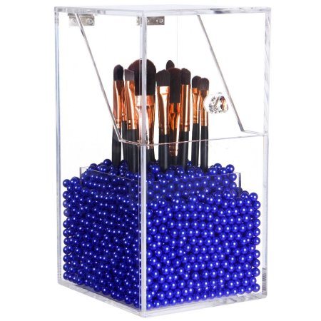 Acrylic Shop Shelf Cosmetic Display Case Brush Holder with Lid