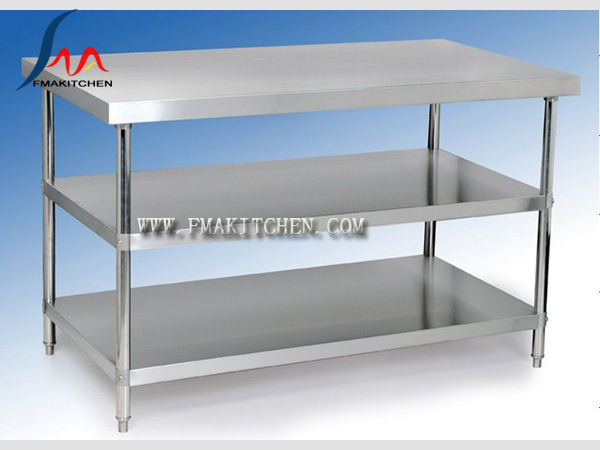 Stainless Steel Table with 2 Under Shelves/Assembing Working Table/Kitchen Table/Workbench (Round tube)