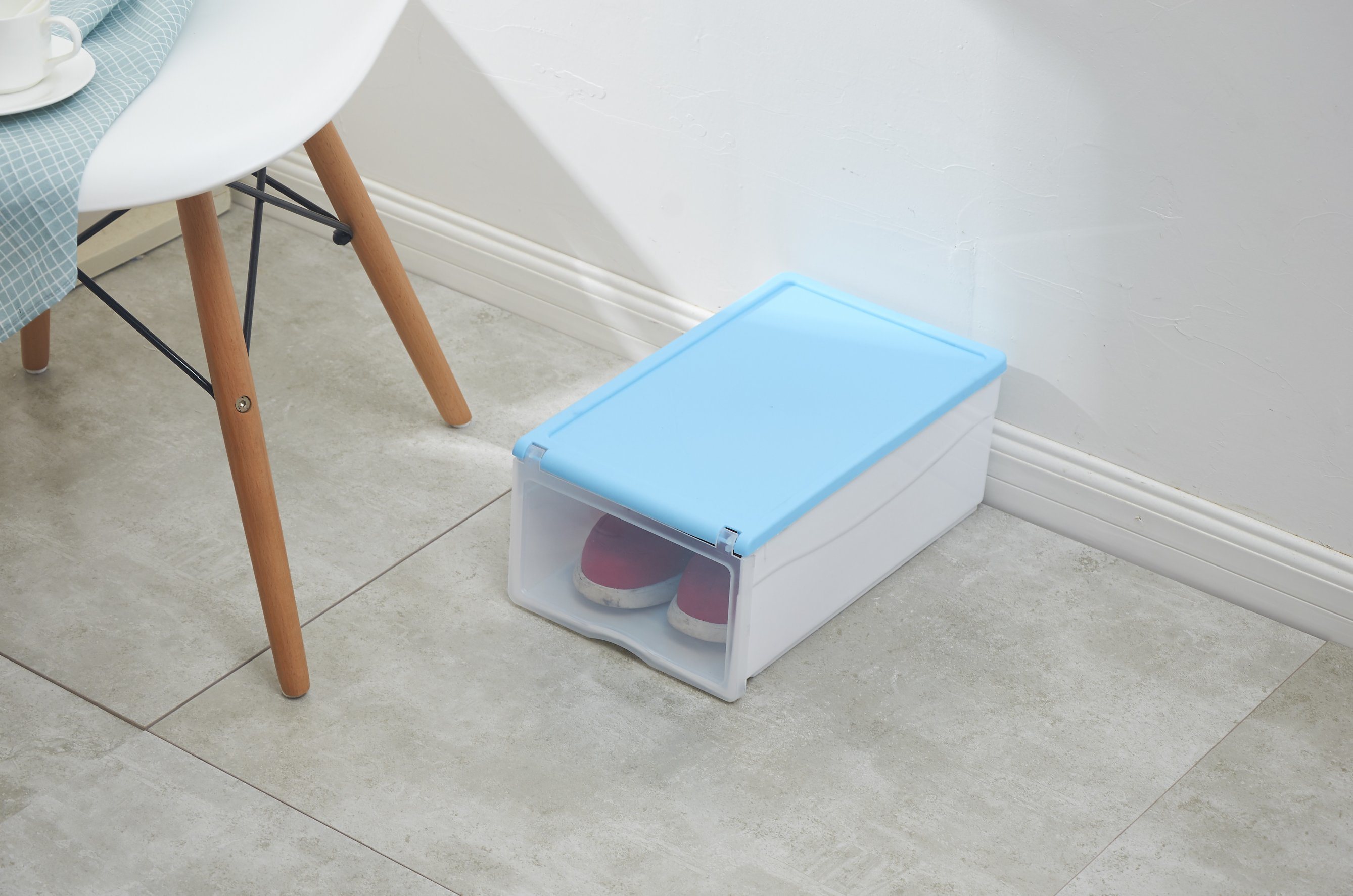 Multicolor Plastic Shoe Organizer & Storage Box with Lid