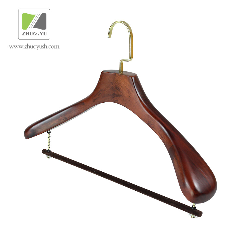 Brown Lotus Wood Suits Hanger with Flocking Bar