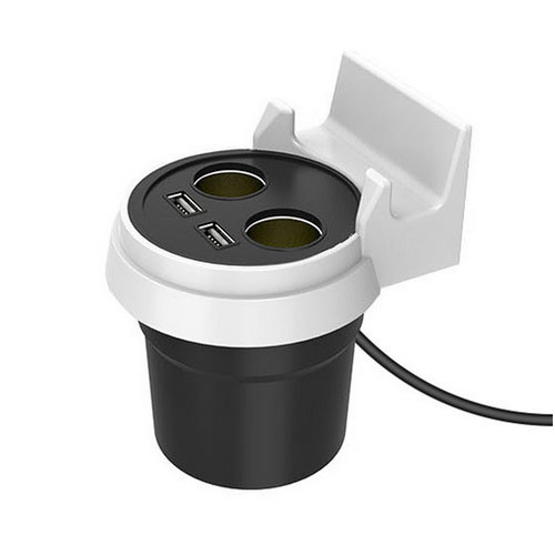 Cup Shape 2 Cigarette Socket 3.1A Dual USB Car Charger