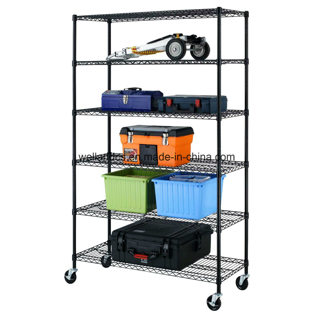 NSF Portable Adjustable Metal Wire Storage Rack with Wheels