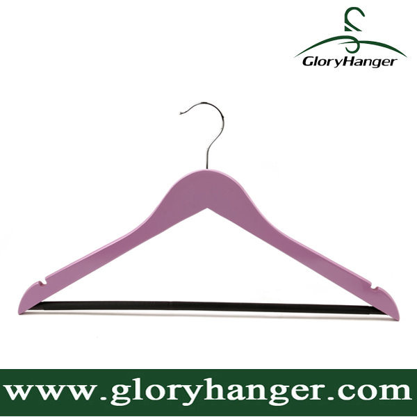 Women Wooden Hanger with Anti Skid Round Bar