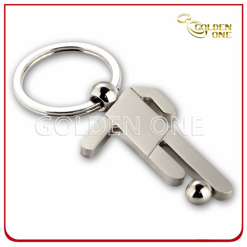 Football Player Award Nickel Plated Metal Key Ring