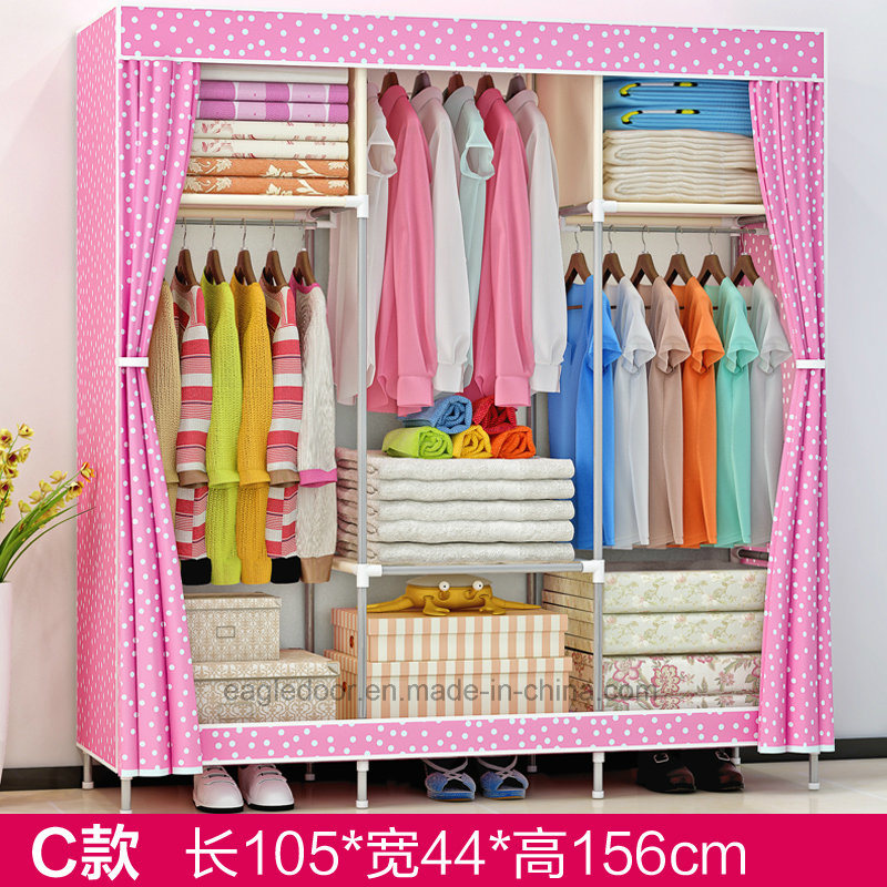 Modern Simple Wardrobe Household Fabric Folding Cloth Ward Storage Assembly King Size Reinforcement Combination Simple Wardrobe (FW-58D)