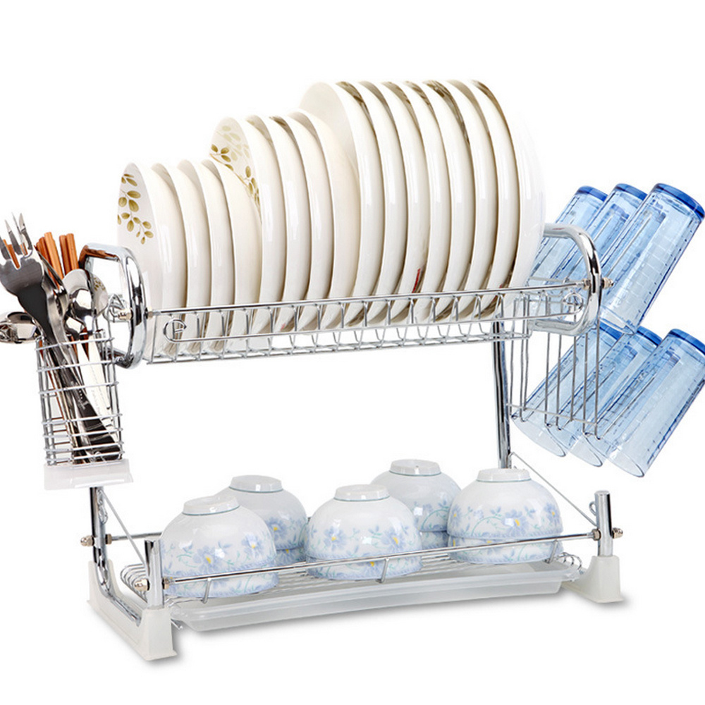 Chrome 2 Tiers Kitchenware Dish Drying Rack